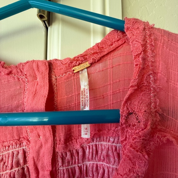 NWT Free People Sea Breeze Sleeveless Tunic Shirt Electropop (Coral) SZ Medium - Picture 2 of 6